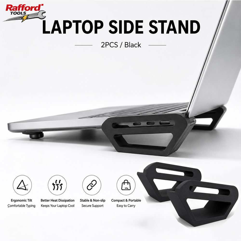 Desk Setup Macbook - Rafford Laptop Side Stand, Portable Ergonomic
