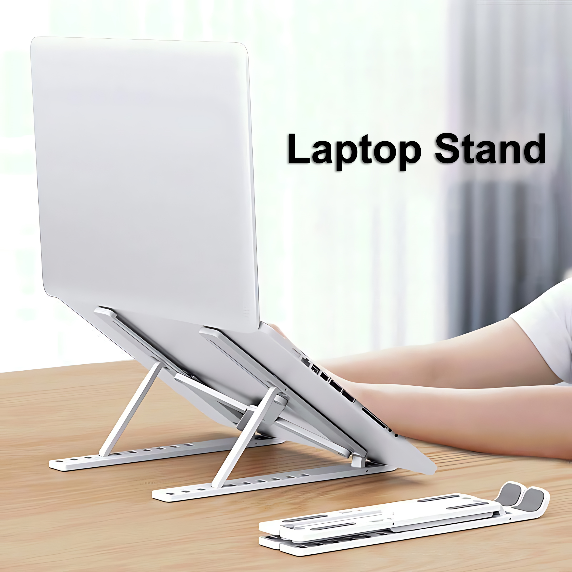 Desk Setup Macbook - Foldable Laptop Stand Adjustable Portable Notebook