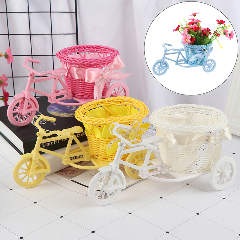 Plant Pot Small Desk - Small Tricycle Bicycle Flower Basket Vase