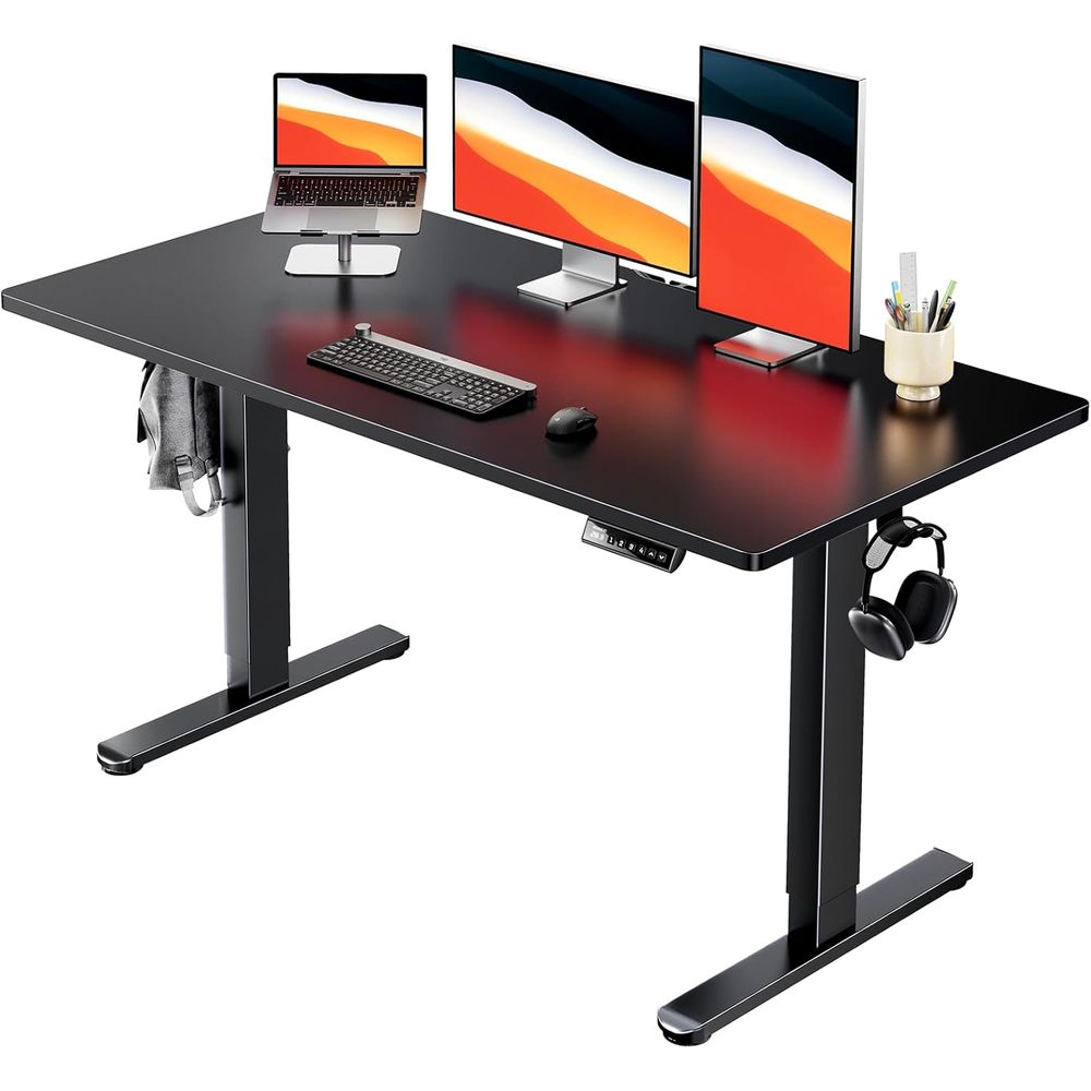 Desk Setup With Laptop - Electric Standing Desk, Whole Piece Desktop,