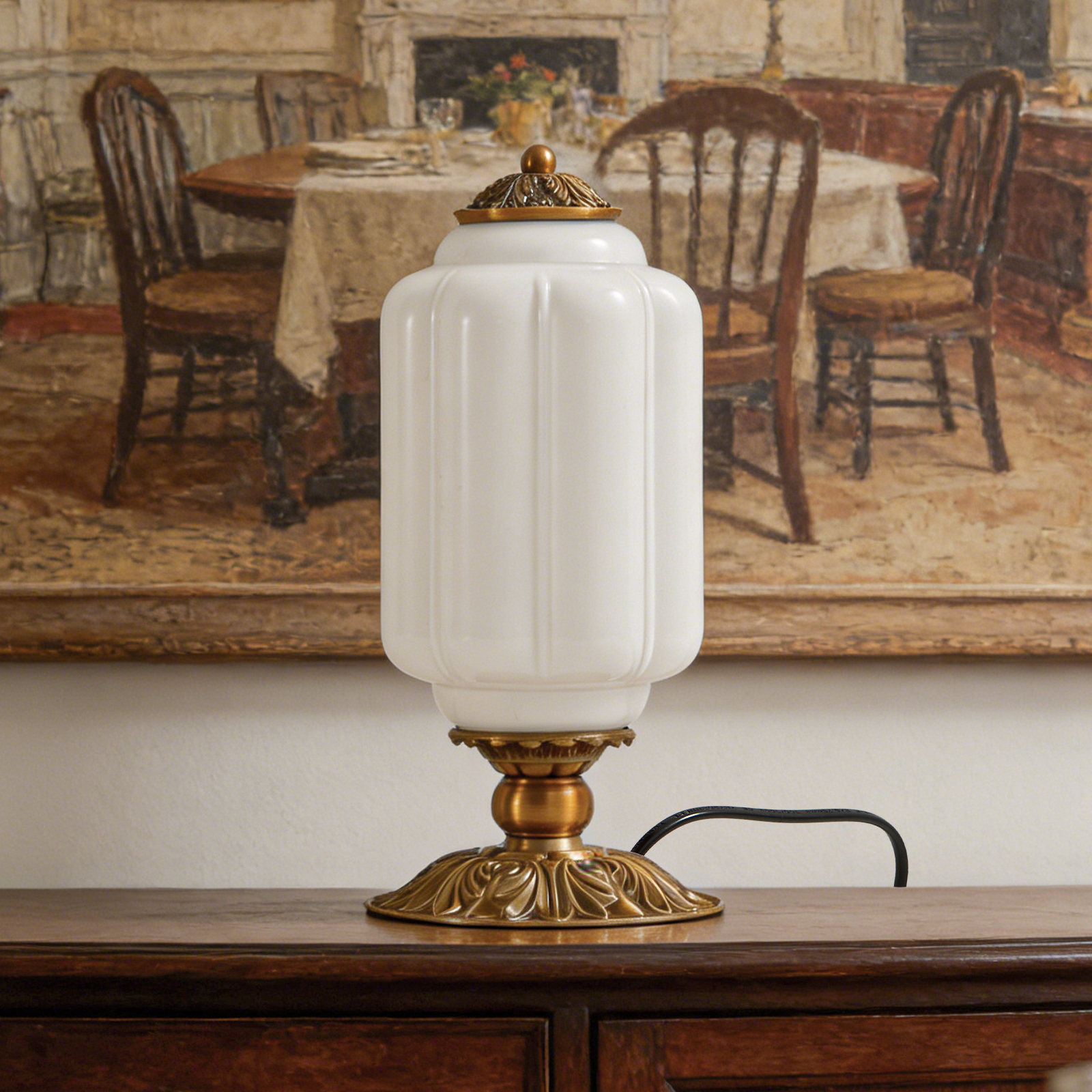 Desk Setup Lamp - Nordic Vintage Milk Glass Table Lamp