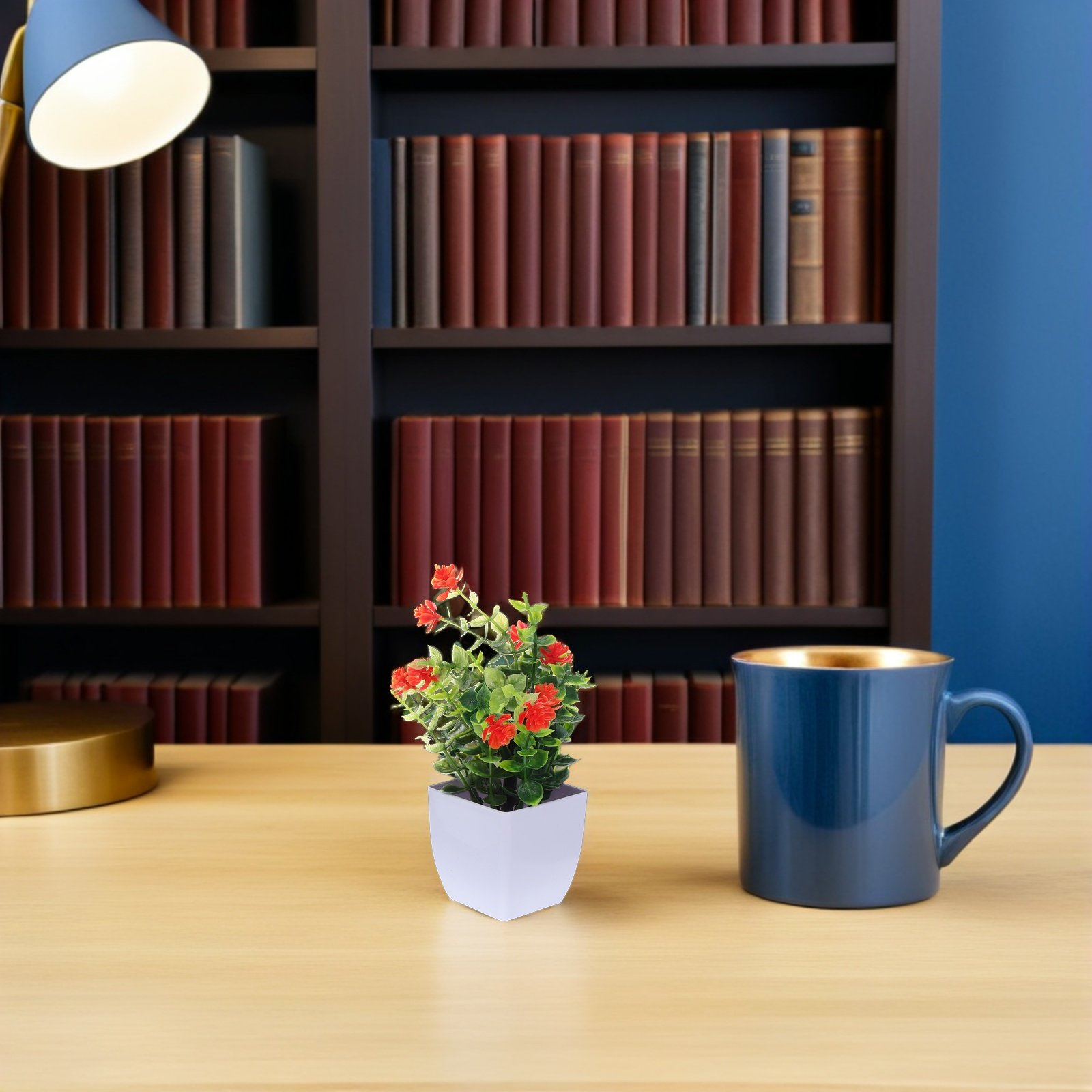 Plant Pot Small Desk - 6Pcs Realistic Mini Faux Potted Plants
