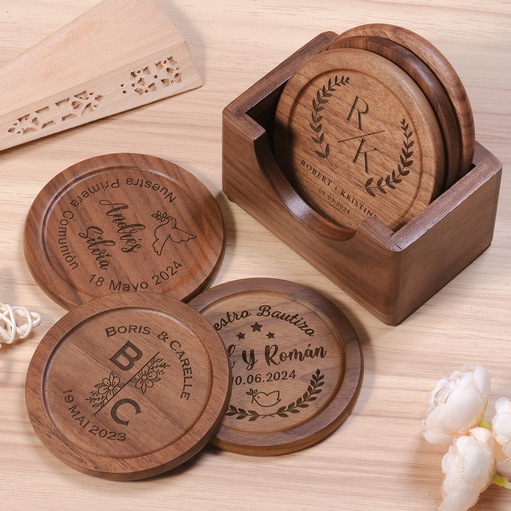 Walnut Dark Coaster Set of 6 P - مراجعة Desk Setup Dark وسعره