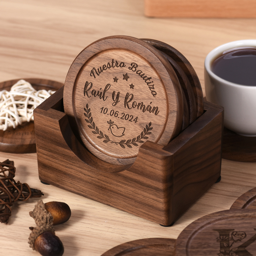 Walnut Dark Coaster Set of 6 P - مراجعة Desk Setup Dark وسعره