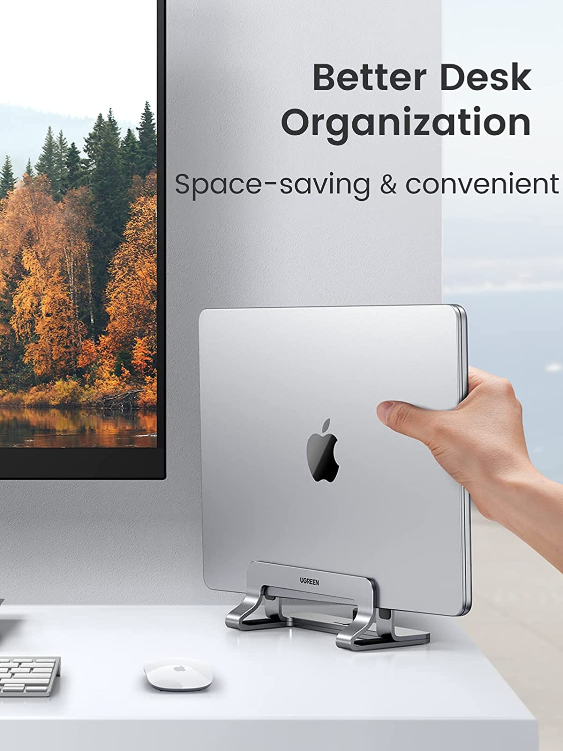 UGREEN Vertical Laptop Stand H - مراجعة Desk Setup Macbook وسعره