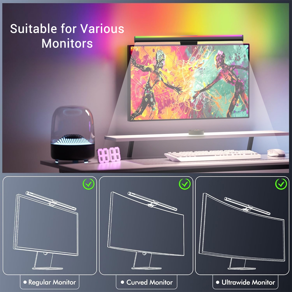 Screen Hanging Lamp Monitor Li - مراجعة Desk Setup Black وسعره