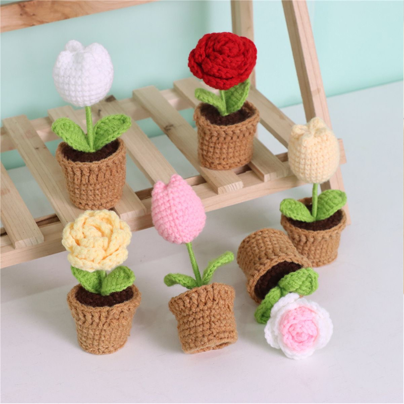 Cute Knitted Flower Plant Kawa - مراجعة Plant Pot Small Desk وسعره