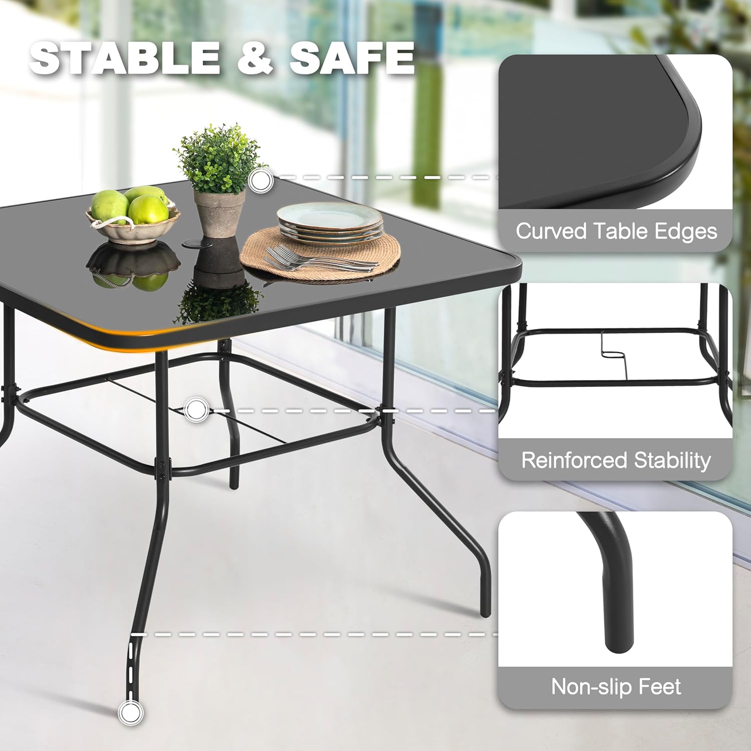 5 Piece Metal Patio Dining Set - مراجعة Desk Setup Black وسعره
