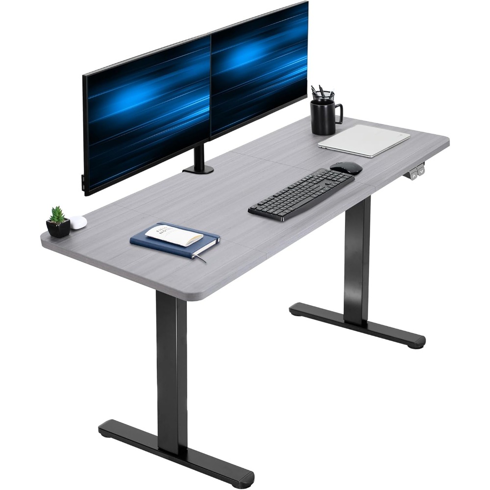 VIVO Electric 60 x 24 inch Sta - مراجعة Desk Setup Dark وسعره
