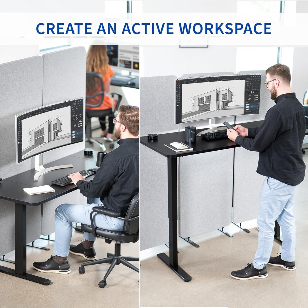 VIVO Electric 60 x 24 inch Sta - مراجعة Desk Setup Dark وسعره