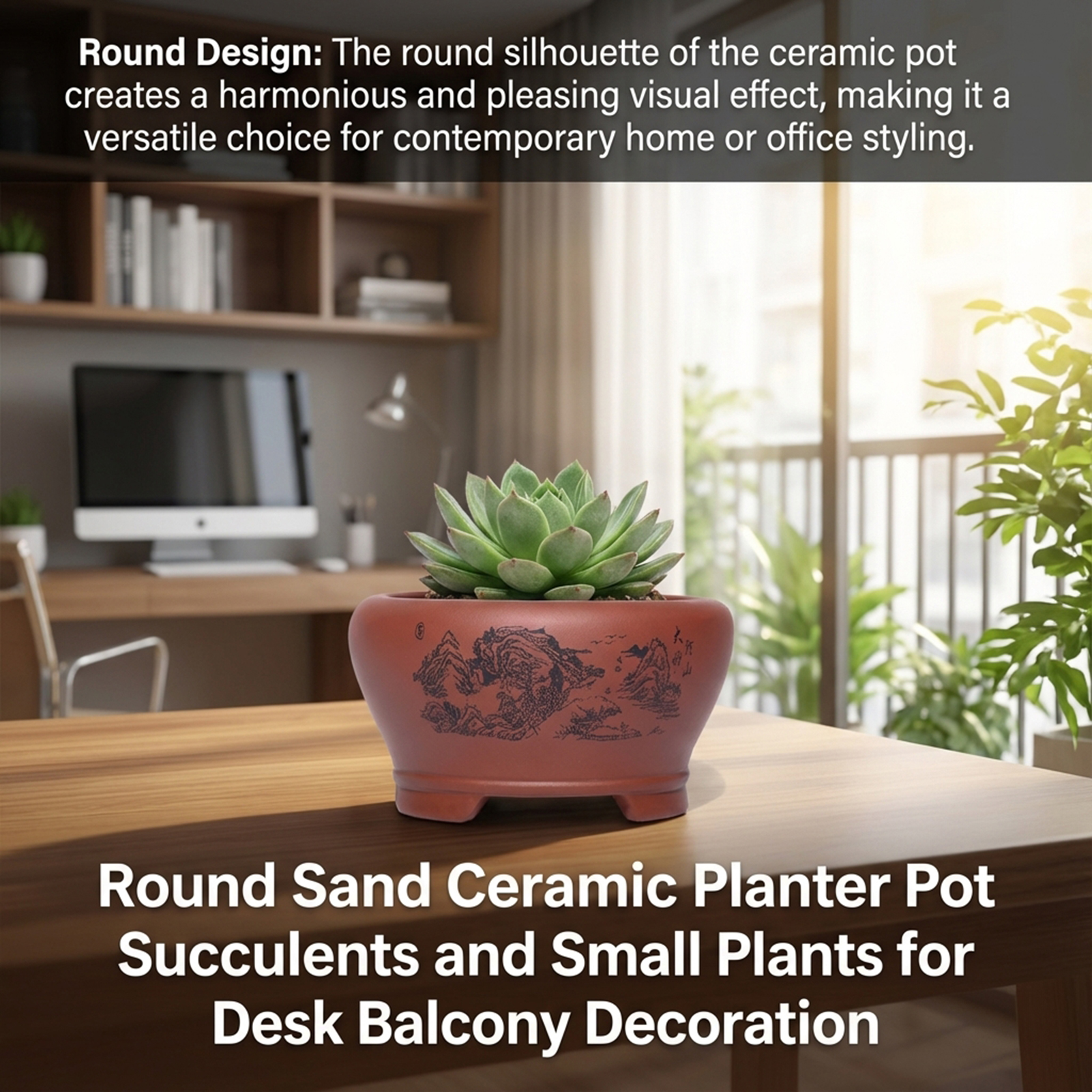 Round Sand Ceramic Planter Pot - مراجعة Plant Pot Small Desk وسعره