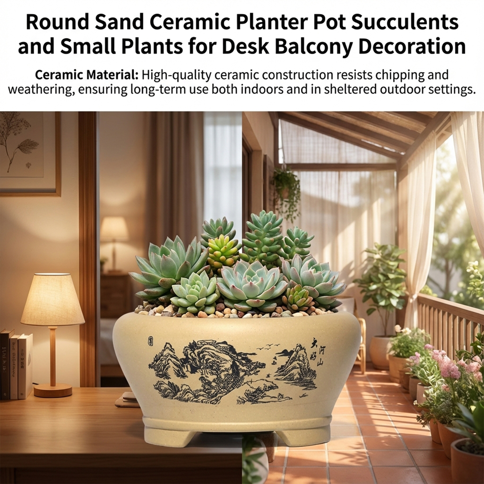 Round Sand Ceramic Planter Pot - مراجعة Plant Pot Small Desk وسعره
