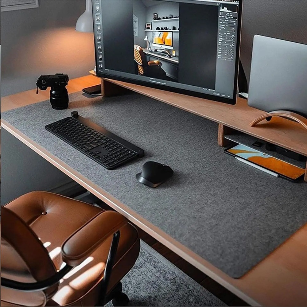 Felt Desk Mat Computer Mat for - مراجعة Desk Setup Dark وسعره