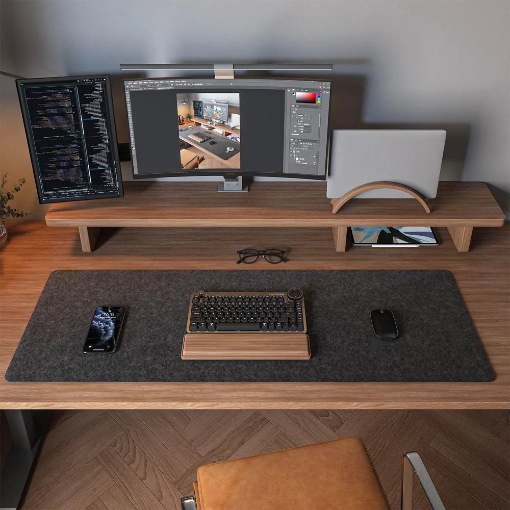 Felt Desk Mat Computer Mat for - مراجعة Desk Setup Dark وسعره