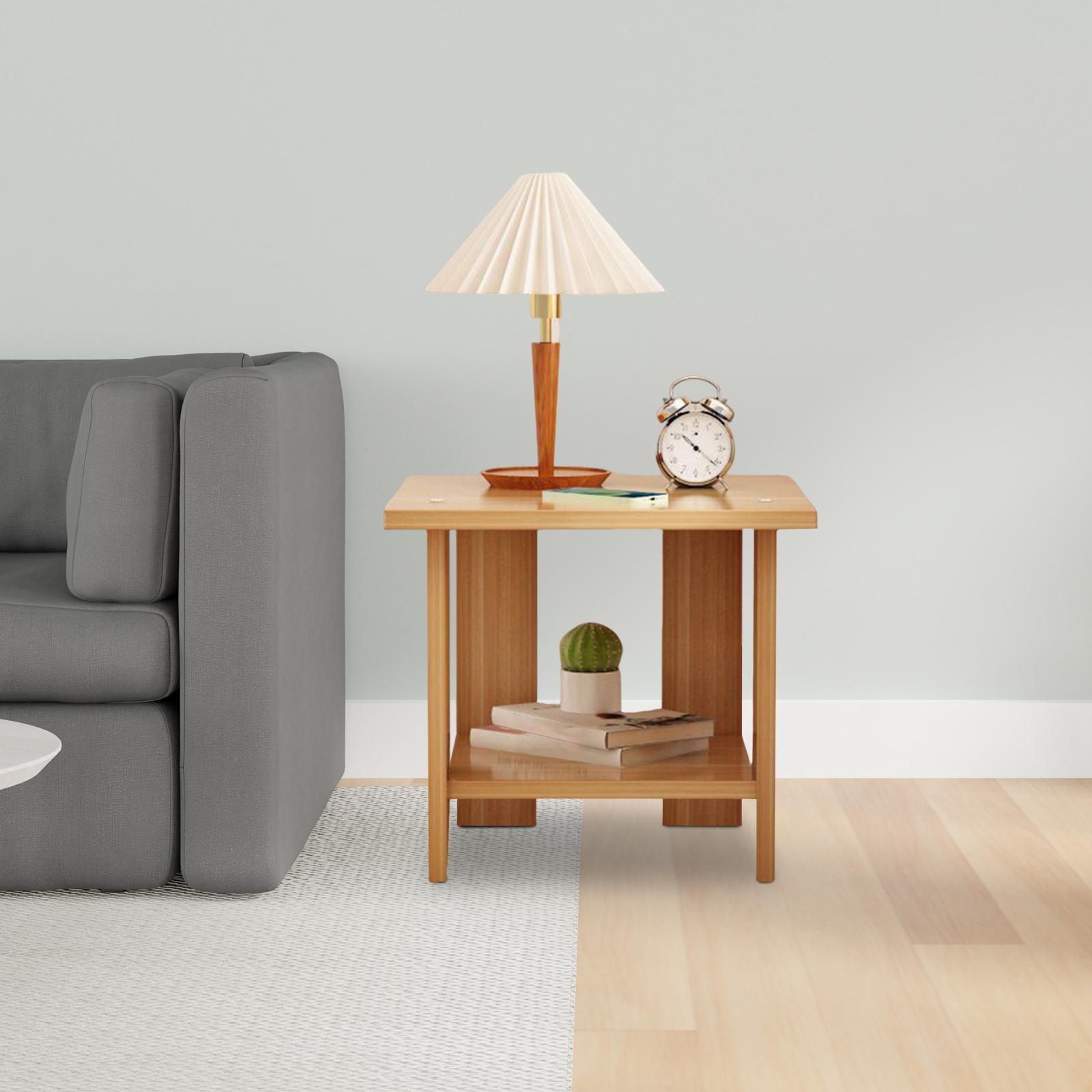 Wooden Double Layers Side Tabl - مراجعة Desk Setup Ideas وسعره
