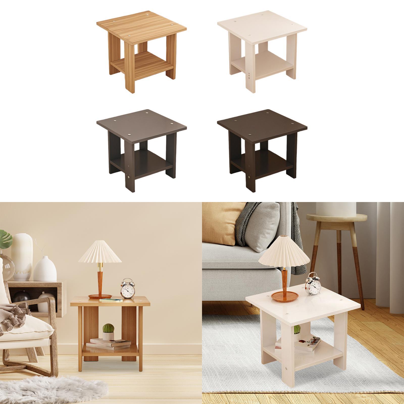 Wooden Double Layers Side Tabl - مراجعة Desk Setup Ideas وسعره