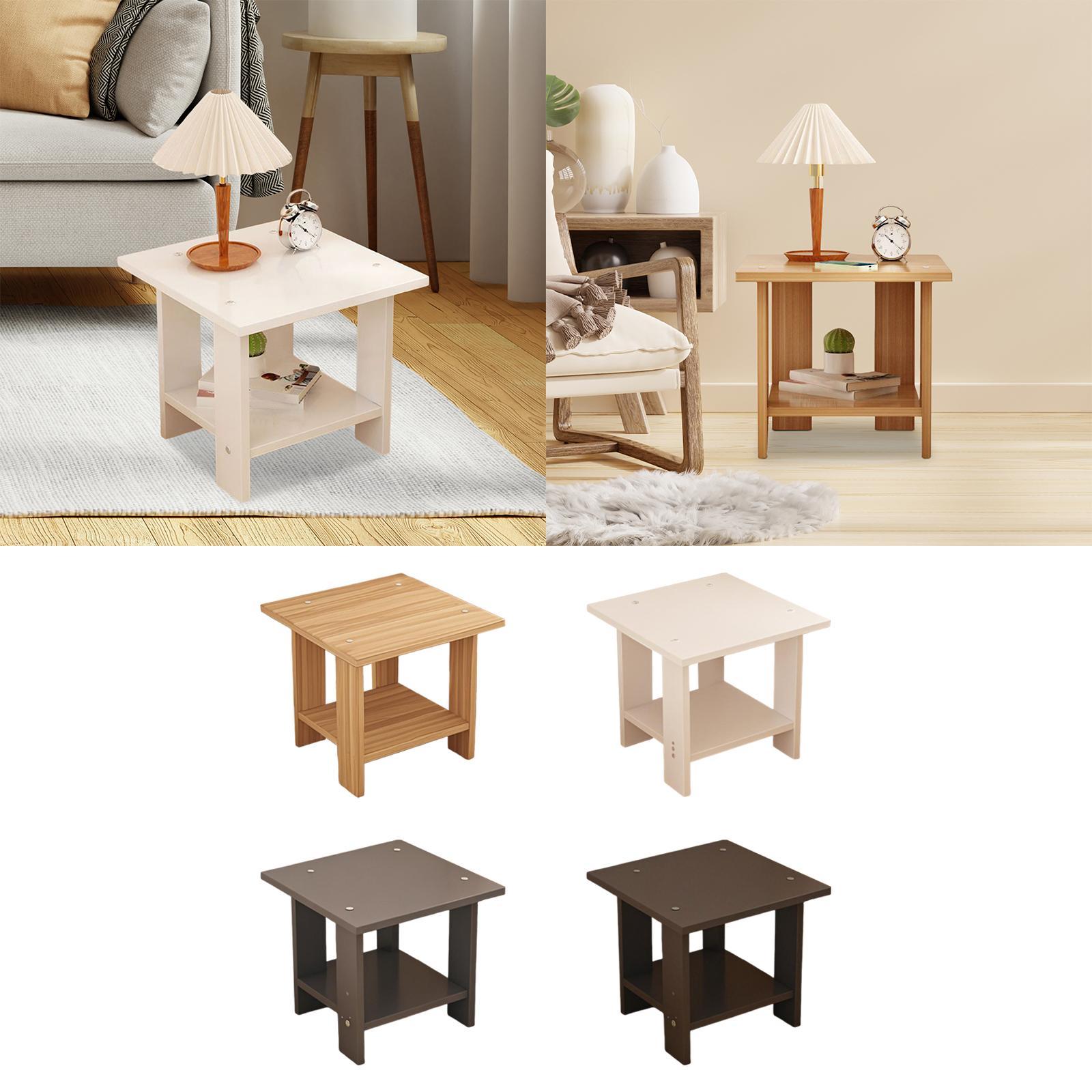 Wooden Double Layers Side Tabl - مراجعة Desk Setup Ideas وسعره