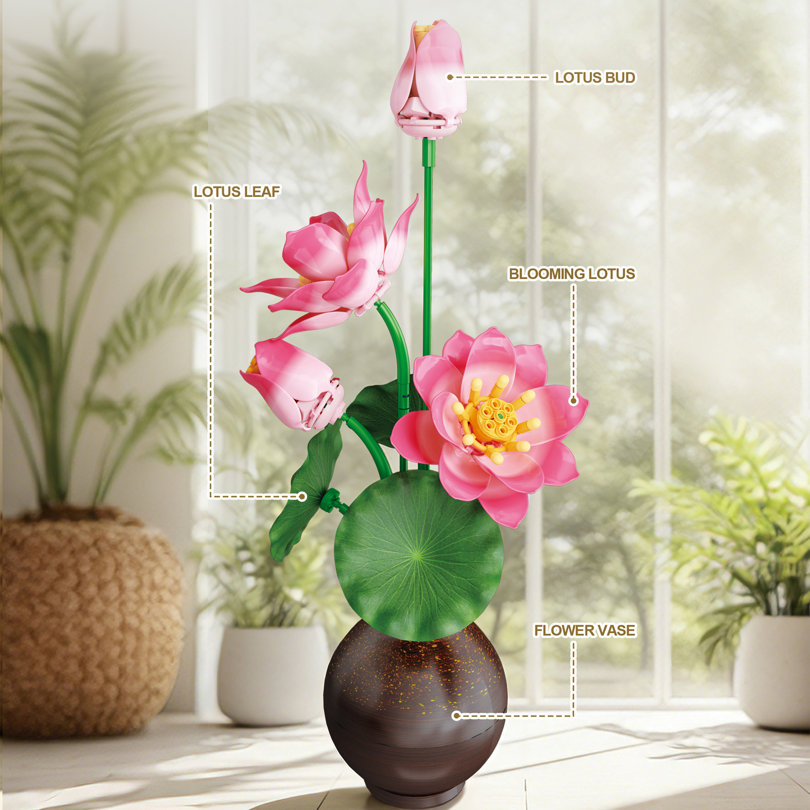 Building Blocks LOTUS Potted P - مراجعة Plant Pot Small Desk وسعره