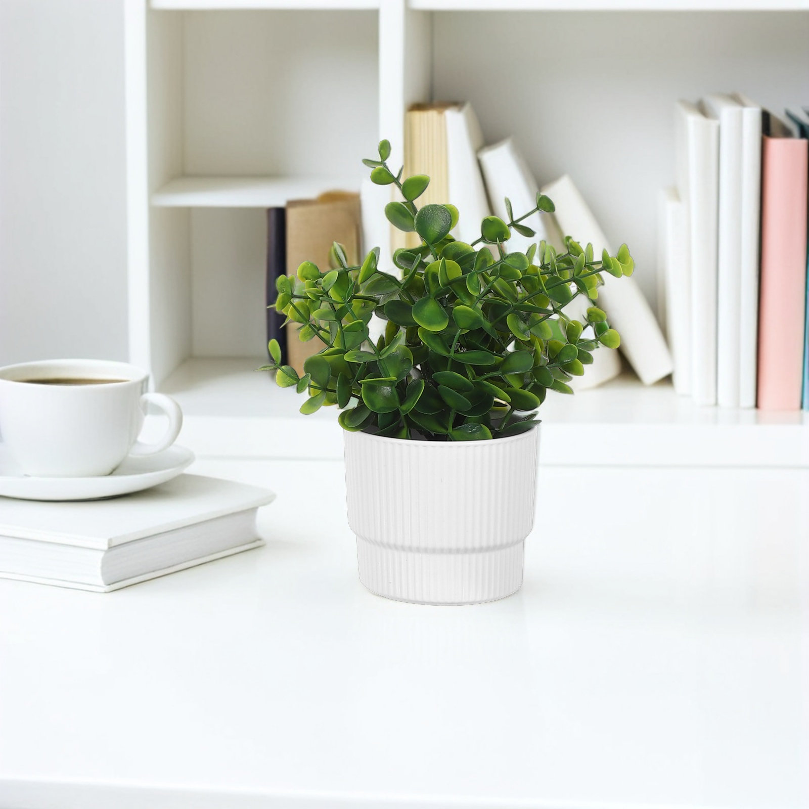 3Pcs Artificial Eucalyptus Pot - مراجعة Plant Pot Small Desk وسعره