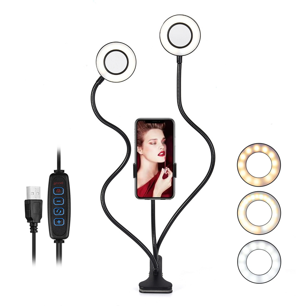 Dual Lights Led Ring Fill Ligh - مراجعة Dual Phone Holder وسعره