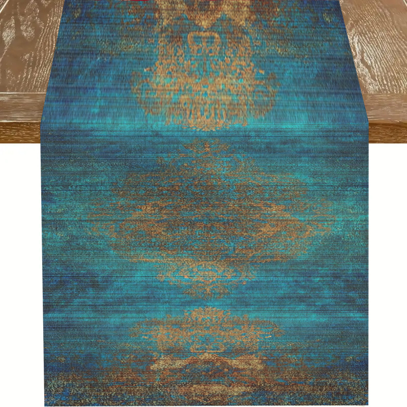 Dark Blue Retro Woven Table Ru - مراجعة Desk Setup Dark وسعره