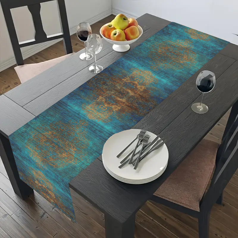Dark Blue Retro Woven Table Ru - مراجعة Desk Setup Dark وسعره