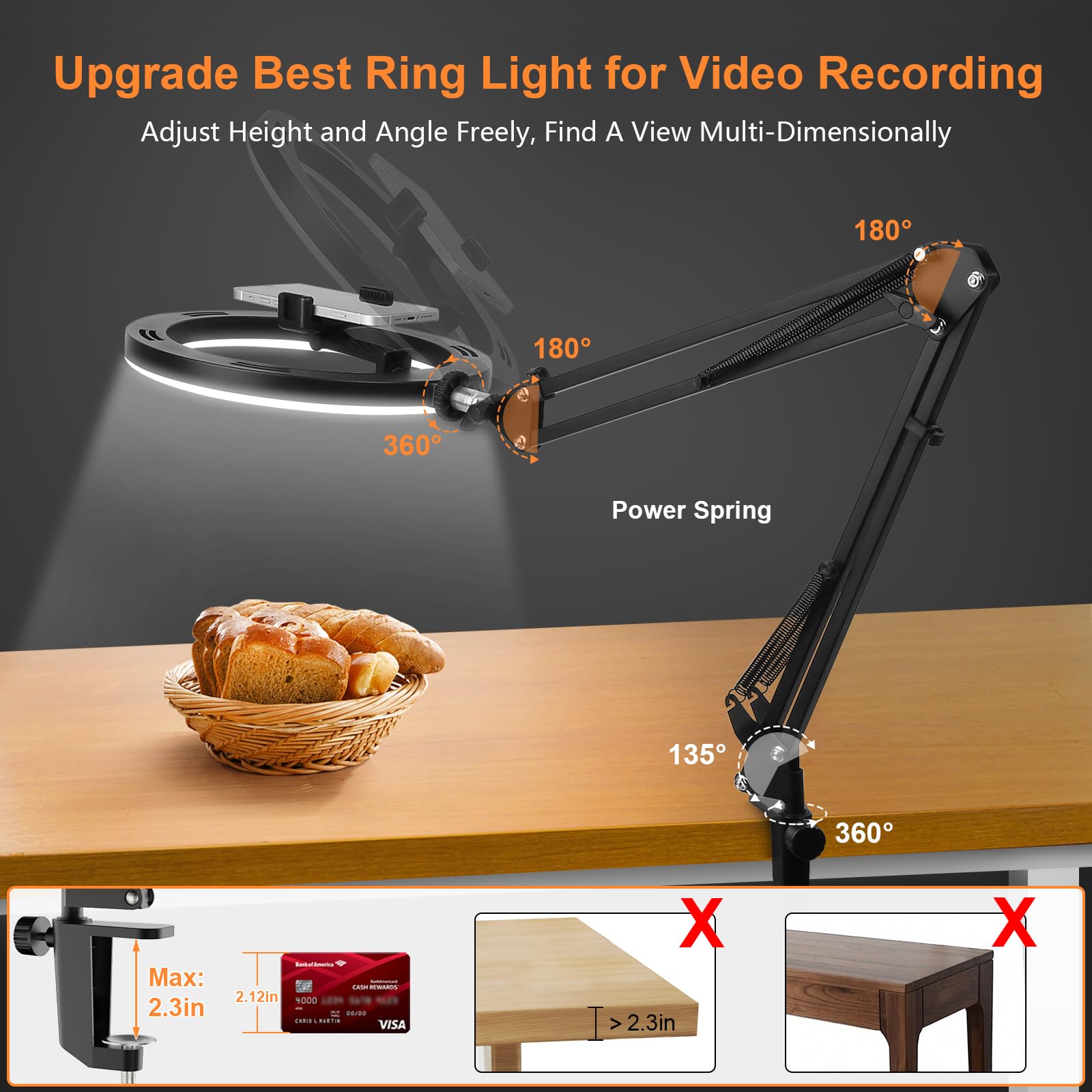 Nice Overhead Tripod With Ring - مراجعة Desk Setup Lamp وسعره