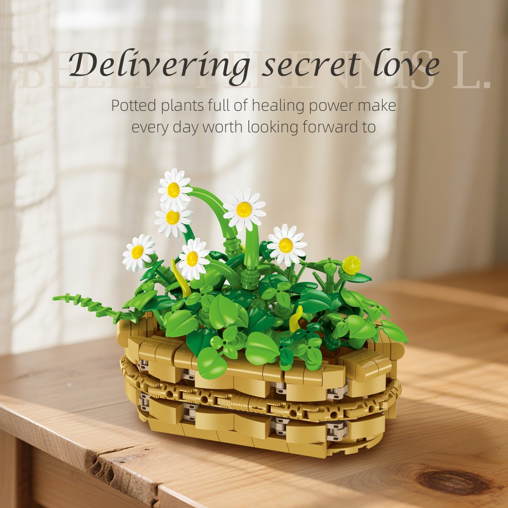 375PCS Daisy Plant Building Bl - مراجعة Plant Pot Small Desk وسعره