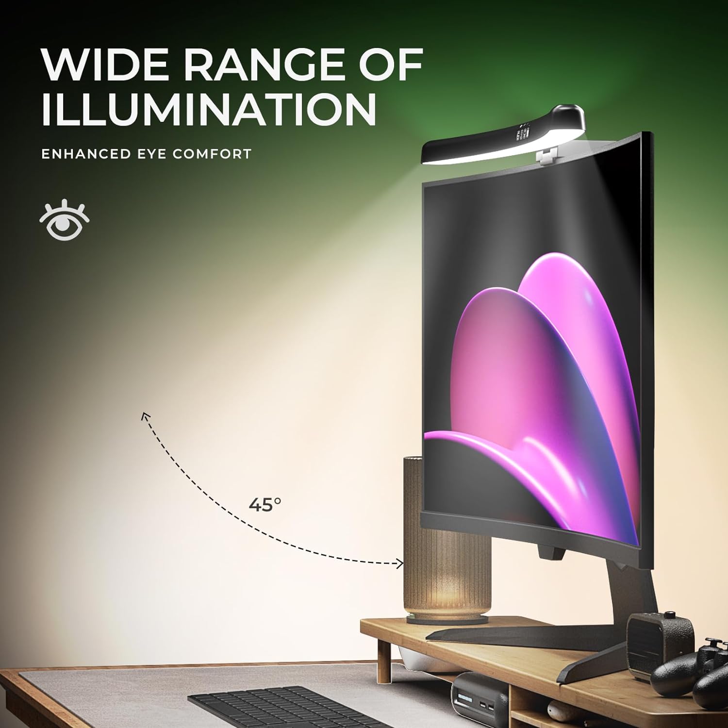 Curved Monitor Light Bar 3 Col - مراجعة Desk Setup Lamp وسعره