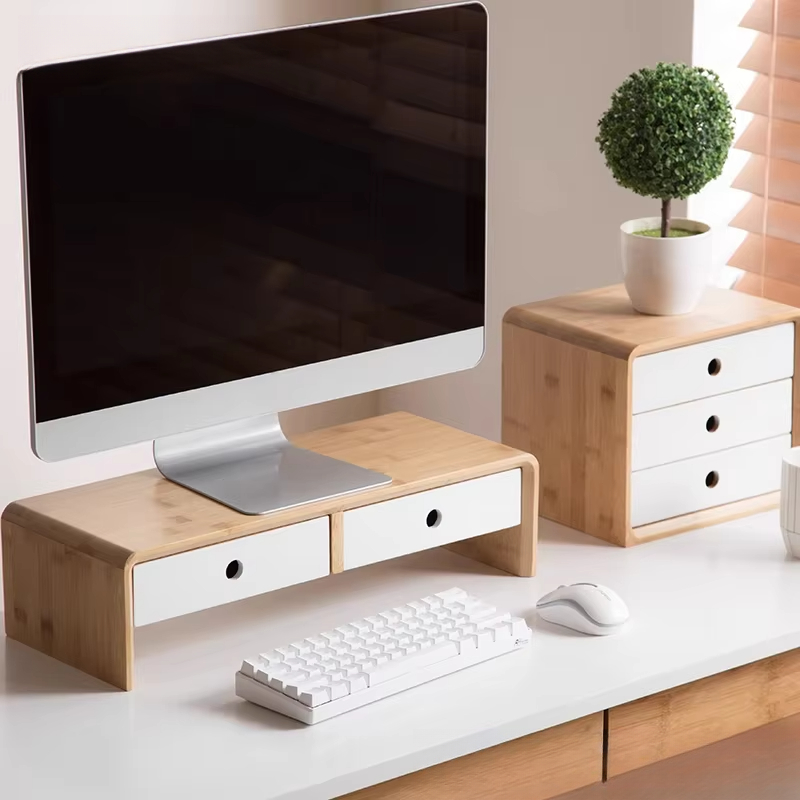 Bamboo Laptop Monitor Riser Ec - مراجعة Desk Setup With Laptop وسعره