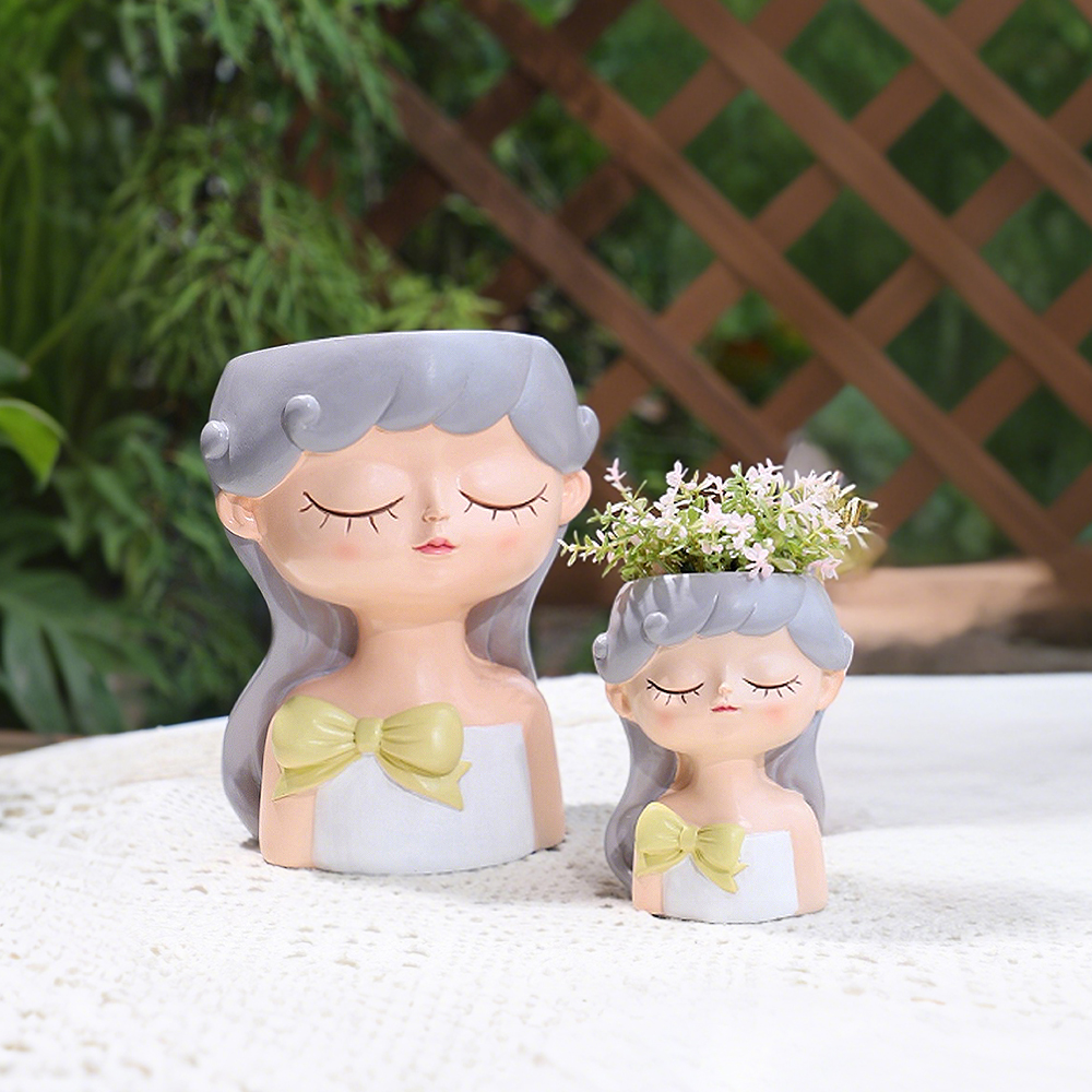 Cute Girl Small Plant Pot Resi - مراجعة Plant Pot Small Desk وسعره