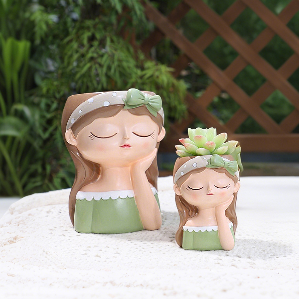 Cute Girl Small Plant Pot Resi - مراجعة Plant Pot Small Desk وسعره