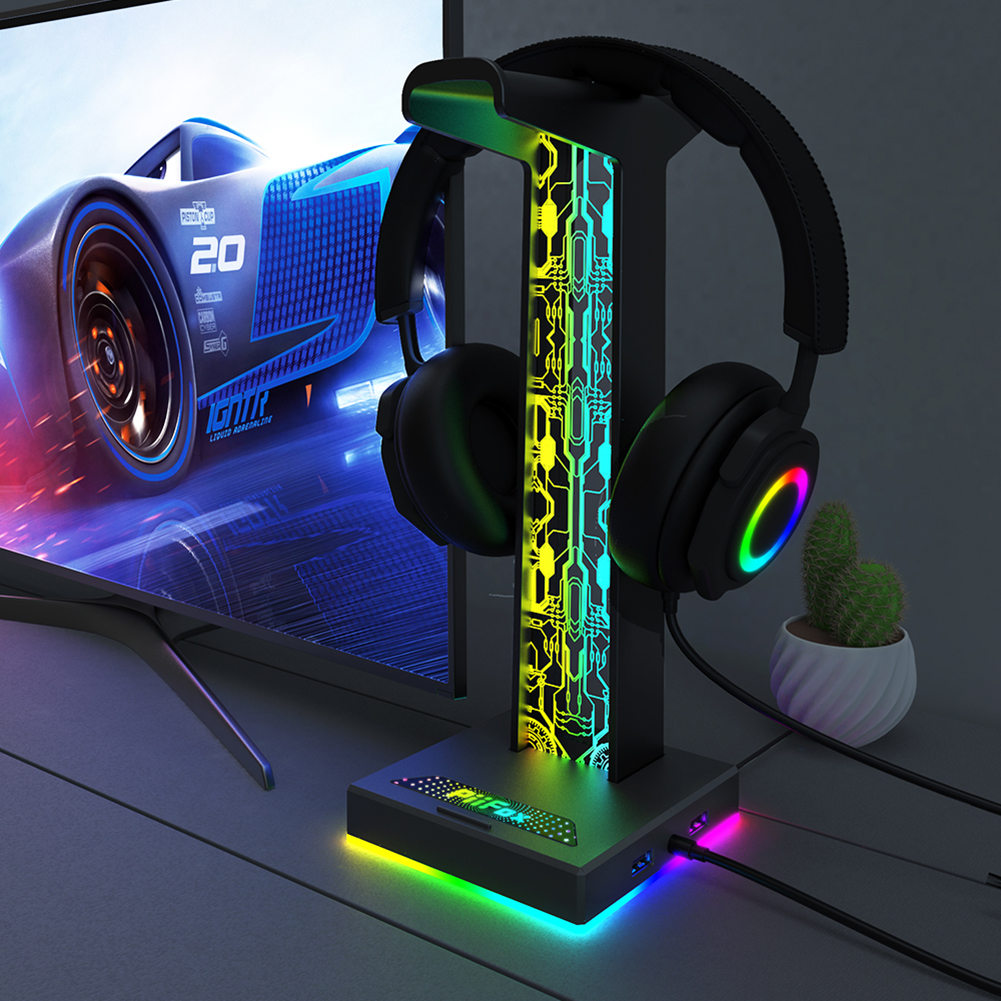RGB Gaming Headphone Stand Dua - مراجعة Desk Setup Lamp وسعره