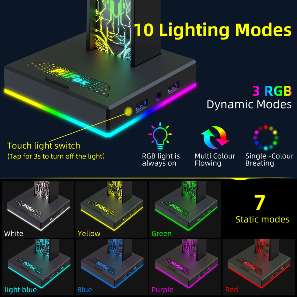 RGB Gaming Headphone Stand Dua - مراجعة Desk Setup Lamp وسعره
