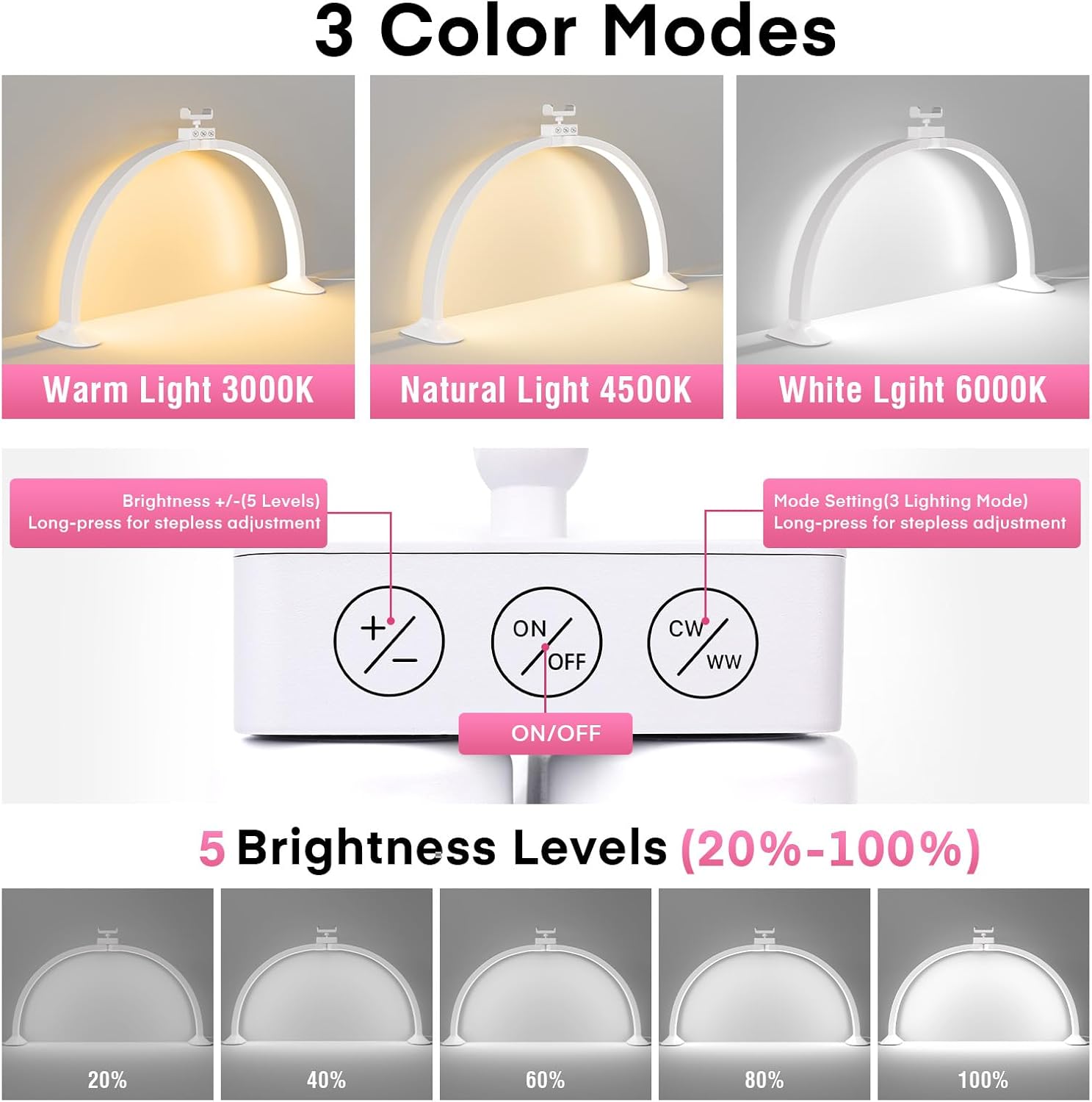 Half Moon Light U-Shaped Nail  - مراجعة Desk Setup Lamp وسعره