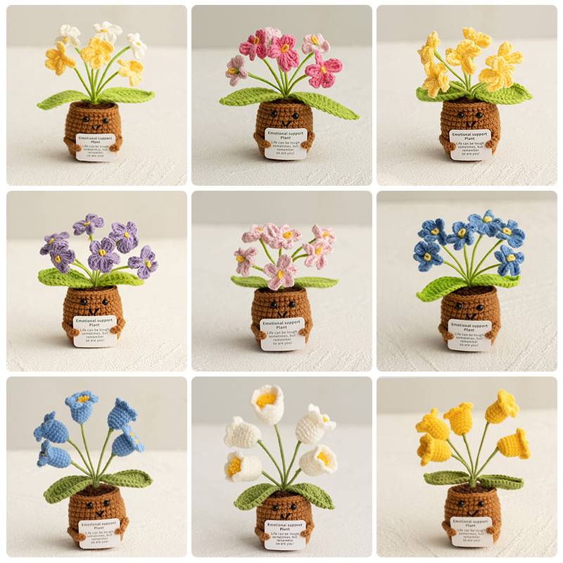 Mini Hand-knitted Potted Plant - مراجعة Plant Pot Small Desk وسعره
