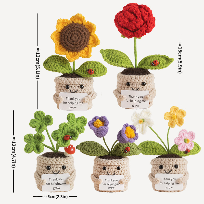 Mini Hand-knitted Potted Plant - مراجعة Plant Pot Small Desk وسعره